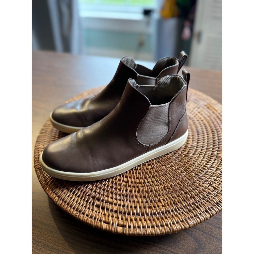 ECCO Soft 7 Womens Chelsea Boots Brown Leather Ankle Booties Size 37 Mahogany